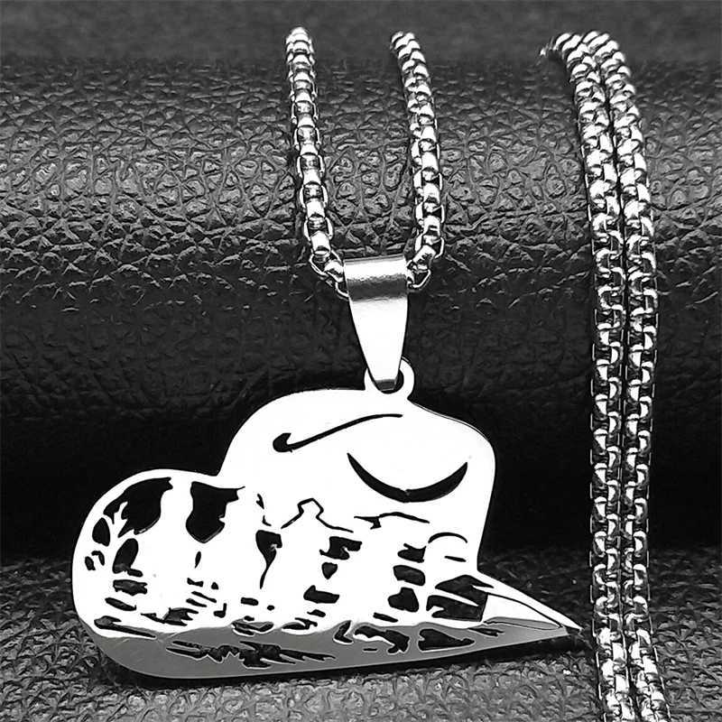 Cowboy hat horse pendant necklace womens stainless steel silver moonlight Nishiki hollow mens necklace Y250329
