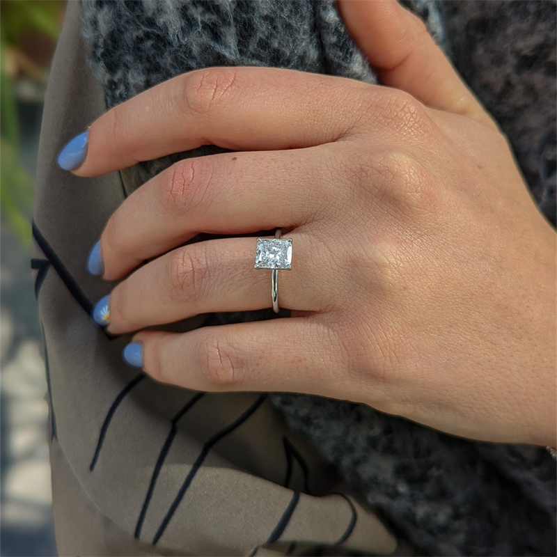 Jewelry 2.0 Carat Cushion IGI Certificate Lab Grown Diamond Engagement Solitaire Ring For Women 18K White Solid Real Gold Ring
