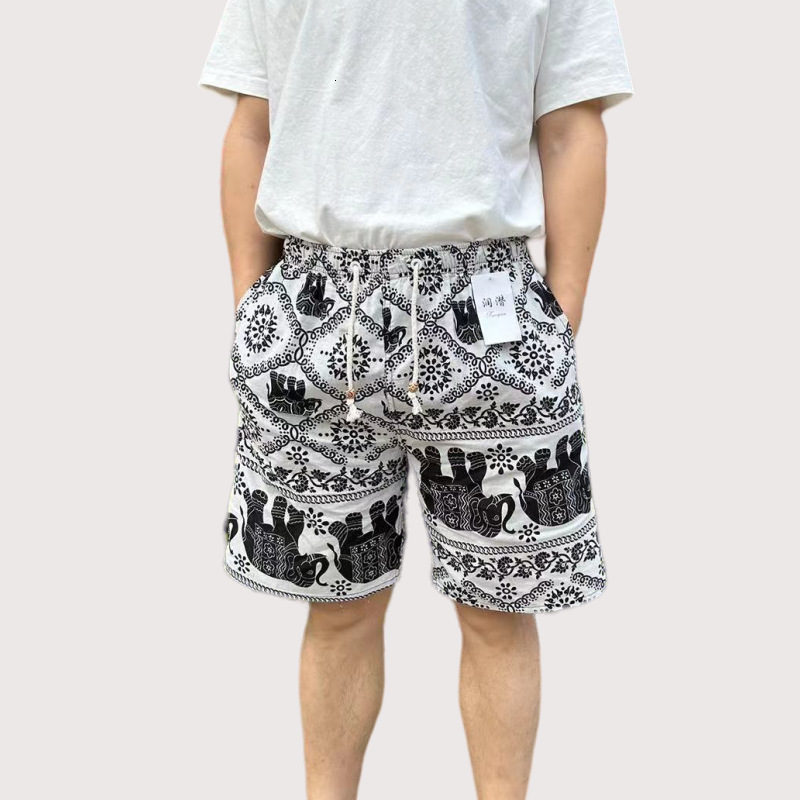 Style Free Delivery Designer Summer Beach Sports Leisure Vacation Big Toe Ethnic Style Mid Length Pants Drifting Speed Drying Cotton And Linen Men
