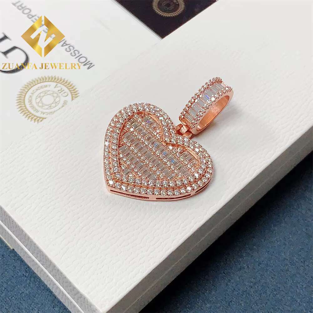 Hip Hop Ice Out Moissanite Pass Diamond Tester Jewelry Heart Shape Design Pendant 925 Sterling Silver VVS Moissanite Pendant