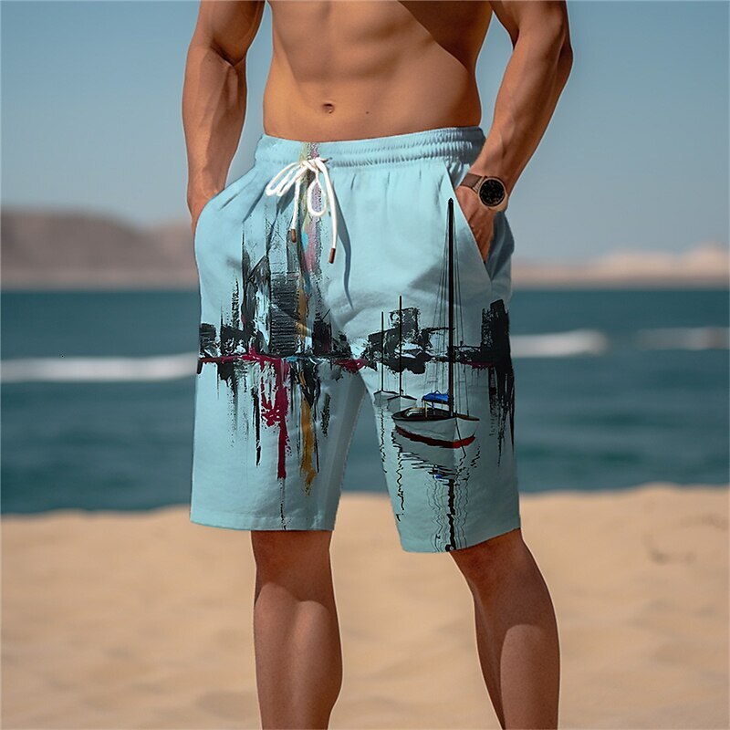 Top quality Brand High Quality New Style Free Delivery Designer Bag 2025 New Summer Breathable Hawaiian Beach Pants 3D Printed Checkered Pattern Men&#