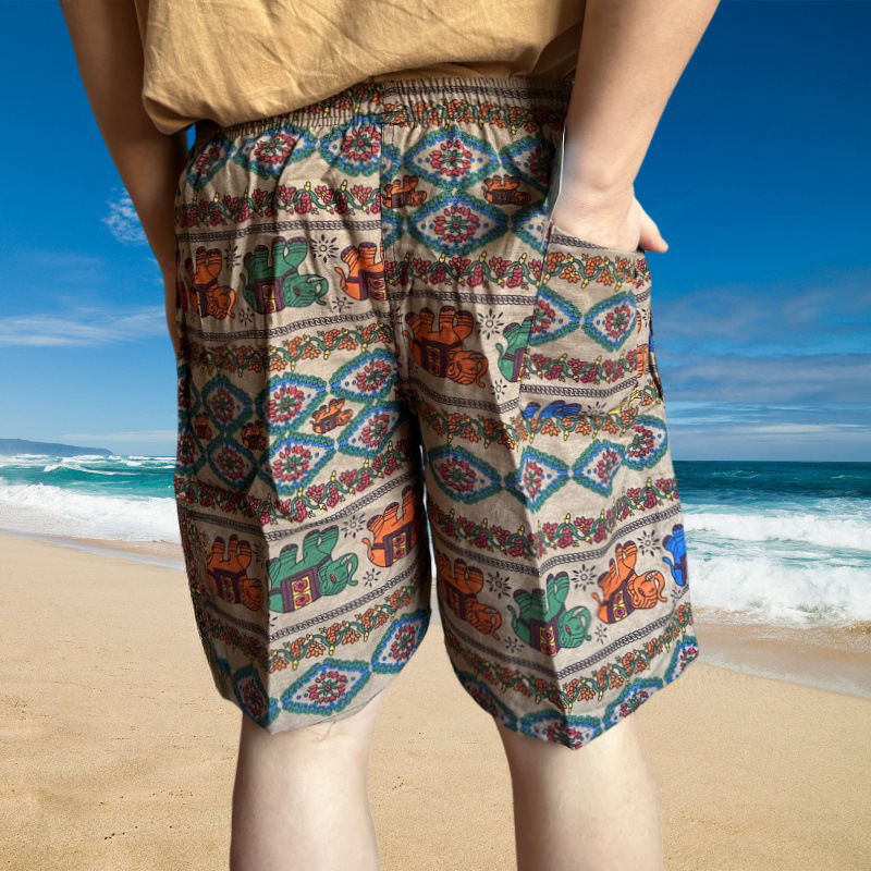 Style Free Delivery Designer Summer Beach Sports Leisure Vacation Big Toe Ethnic Style Mid Length Pants Drifting Speed Drying Cotton And Linen Men