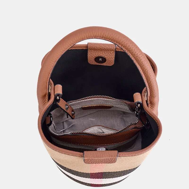 Bucket Purse Fashion Crossbody Bags For hot Women Soft Cow Leather And Canvas Shoulder Handbags With Detachable Straps
