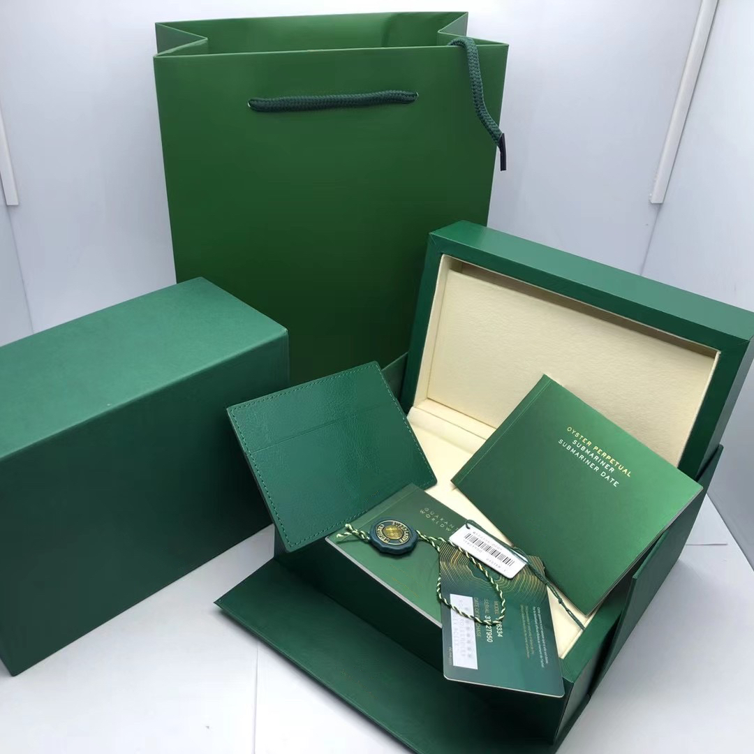 Luxury Dark Green Watch Box For Rolex Watch Box And Paper 2025 New Version Best Version With Customized NFC Card Box Set High-Quality Genuine Leather Box