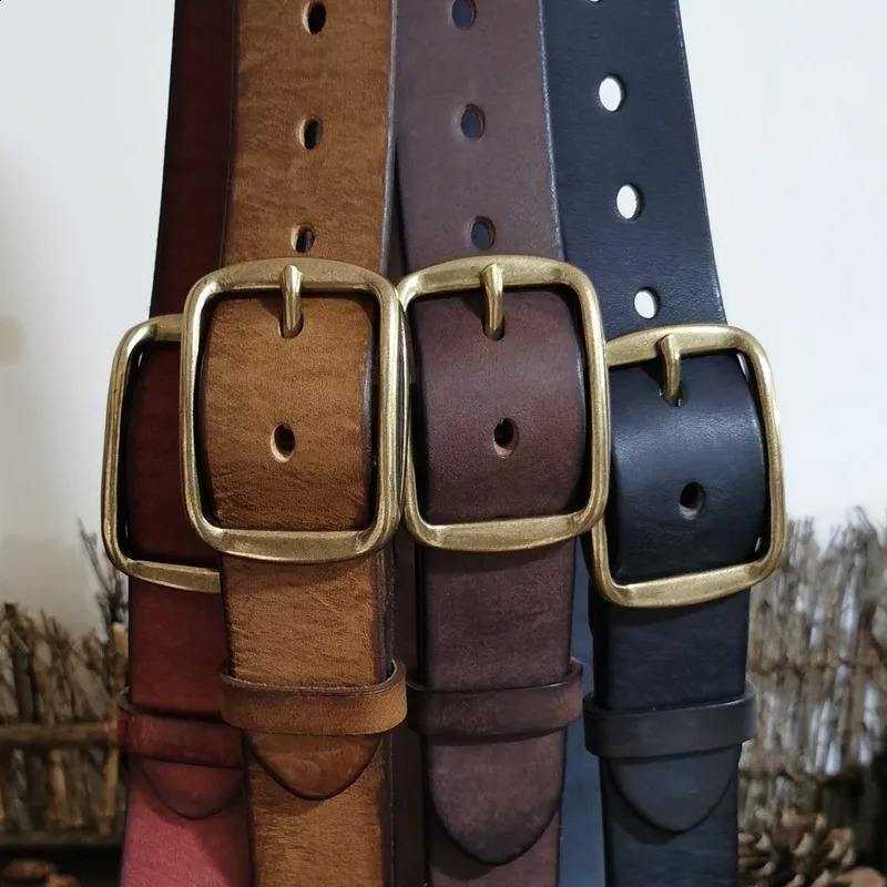 3.8CM denim copper buckle mens belt mens jeans fashionable casual belt mens belt retro mens belt 250327 - view 5