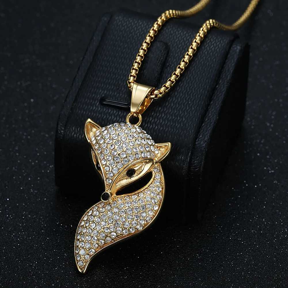 BAECYT Rock Hip-Hop Stainless Steel Chain Zircon Fox Pendant Necklace For Women Punk Jewelry Animal Female Anniversary Gifts Y250329