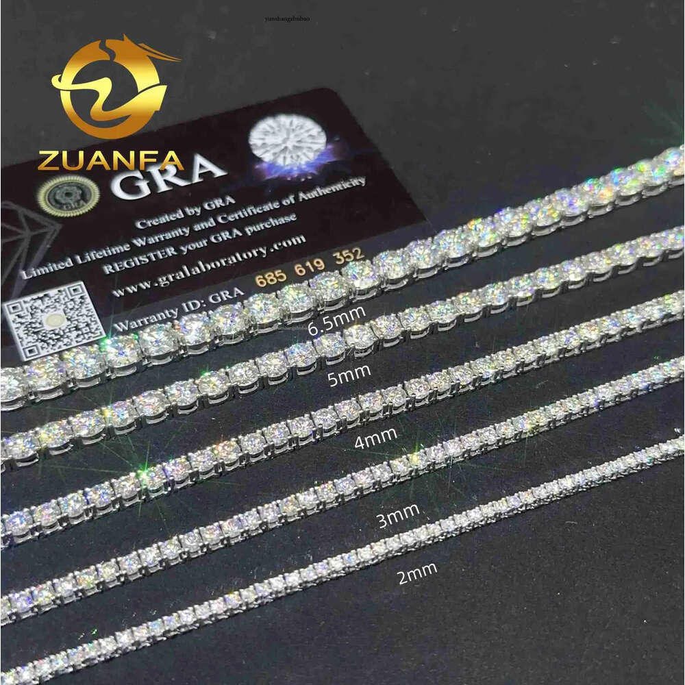 2mm 3mm 4mm 5mm Hip Hop Necklace Sier vvs moissanite tennis chain women mens necklace pass dia tester Chain