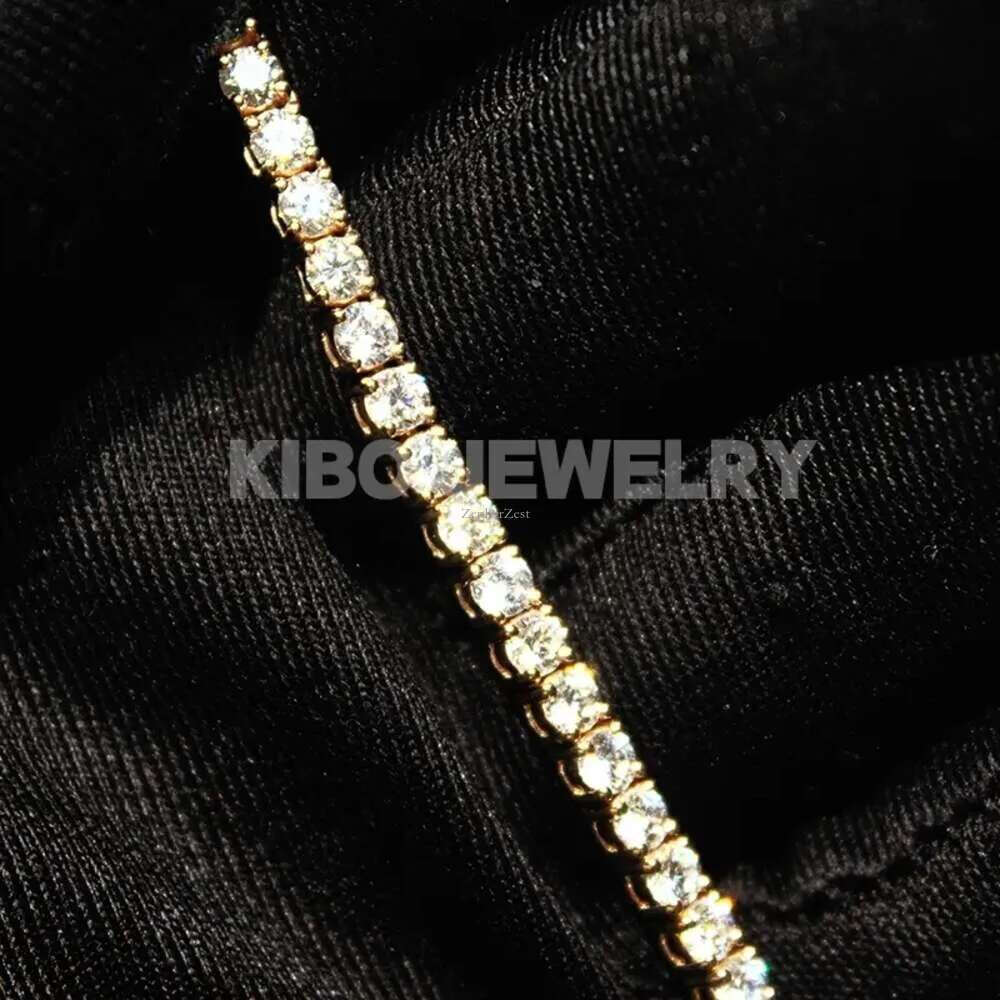 Hip Hop Jewelry Iced Out VVS1 D Color Mossanite Dia Necklace Real 4mm Moissanite Tennis 9K 10K 14K Solid Gold chain