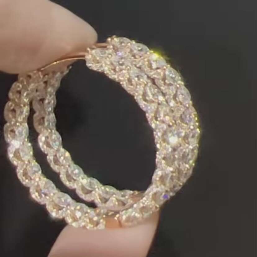 Customized Luxury Earrings Women Moissanite Hoop Vvs1 Moissanite Diamond Hip Hop Earrings
