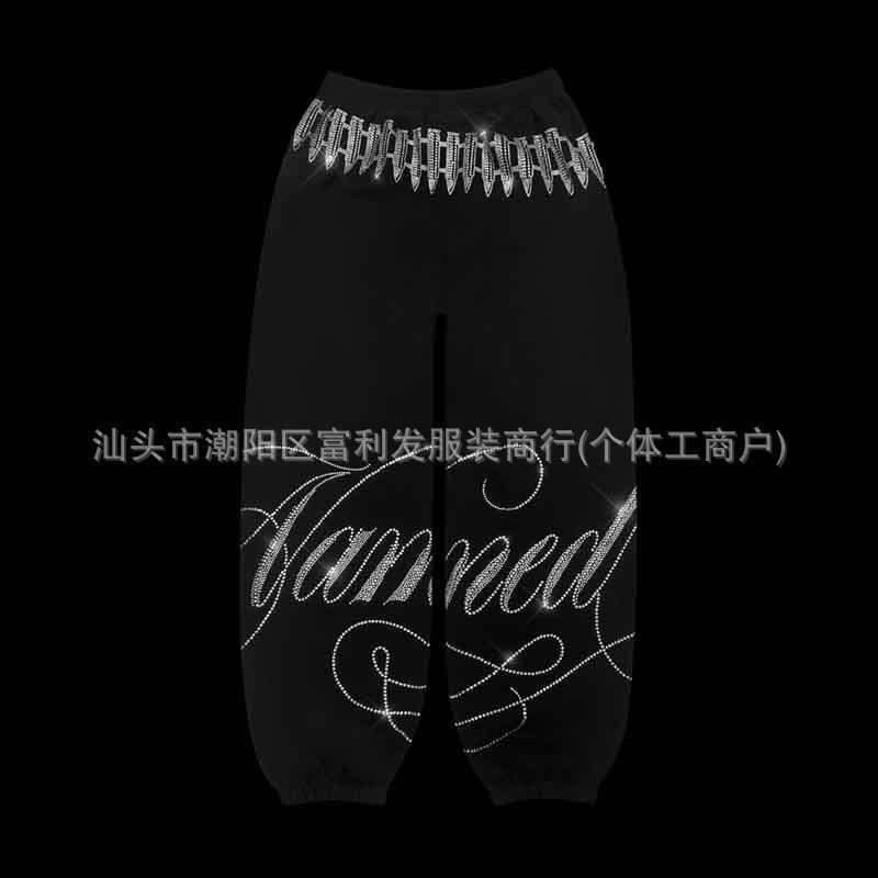 Spring And Autumn New Hip Hop Personalized Street Hoodie Set, Hot Diamond Hoodie, Sweatpants, American Style