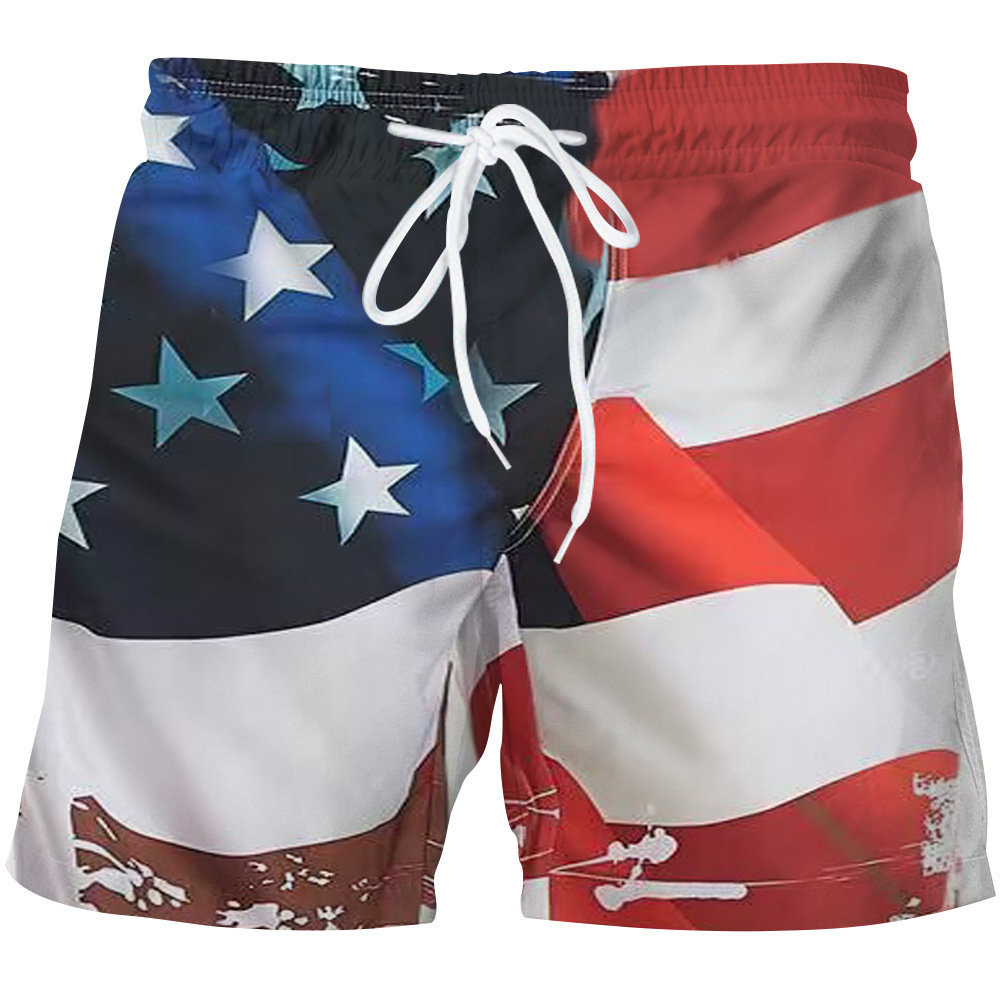 Top quality Brand High Quality New Style Free Delivery Designer Bag WSHI Summer New Men's Beach Pants US Independence Day 3D Digital Printed Shor