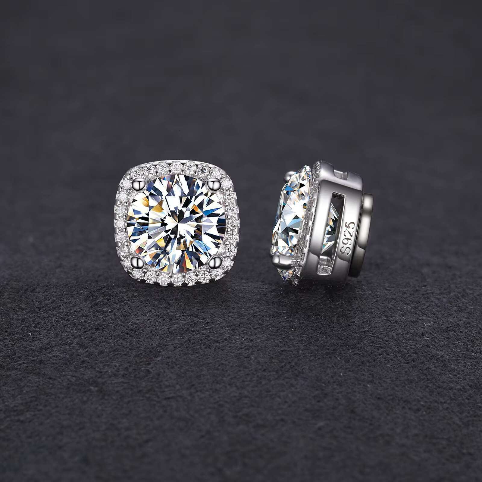 Pass Diamond Tester 5mm 6.5mm 8mm Moissanite Magnetic Earrings 925 Sterling Silver Mossanite Diamond Halo Stud Earrings for Men
