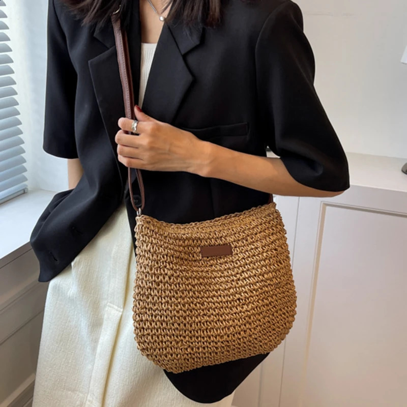 Womens Fashion Summer Straw Cross Bag Womens Beach Holiday Shopping Womens Shoulder Bag Womens Messenger Bag 250326