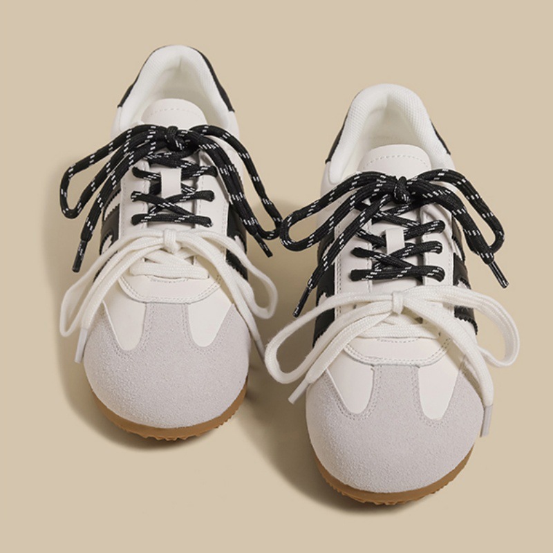 designer shoes 2025 new Retro women's German training shoes white flat with asymmetrical shoelaces making feet look small Casual sports sneakers