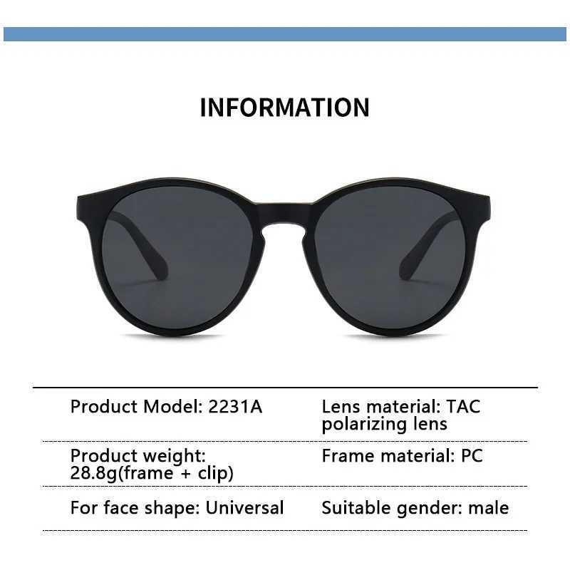 5 pieces of magnetic polarized clip on sunglasses with womens plastic frame used for night driving sunglasses UV400 Y250329