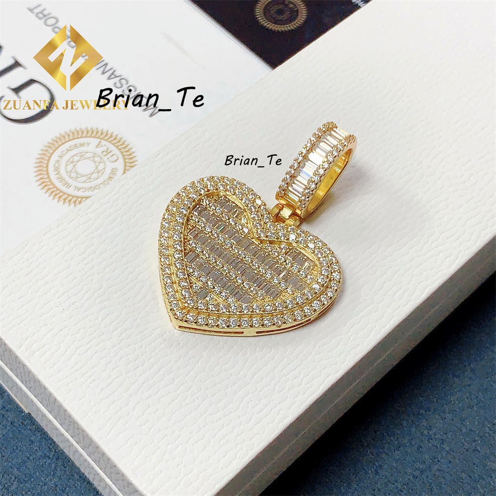 Hip Hop Ice Out Moissanite Pass Diamond Tester Jewelry Heart Shape Design Pendant 925 Sterling Silver VVS Moissanite Pendant