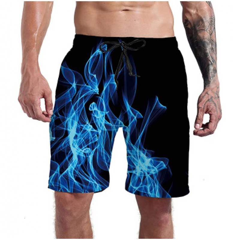 Top quality Brand High Quality New Style Free Delivery Designer Bag New Flame 3D Digital Printing Casual Fashion Beach Pants Shorts for Men