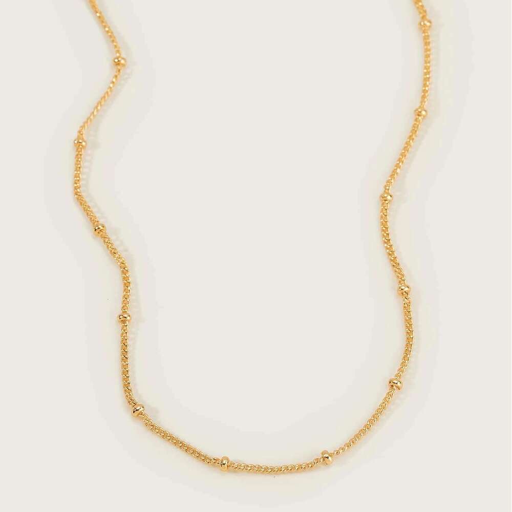 Dainty Chain 14K Gold Plated Handmade Boho Cute Tiny Beaded k Delicate Simple Minimalist Choker Necklace for Women