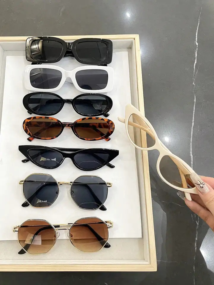 8 fashionable cat eye frame womens sunglasses suitable for daily life mens sun umbrellas outdoor leisure activities Western party accessories. 250328
