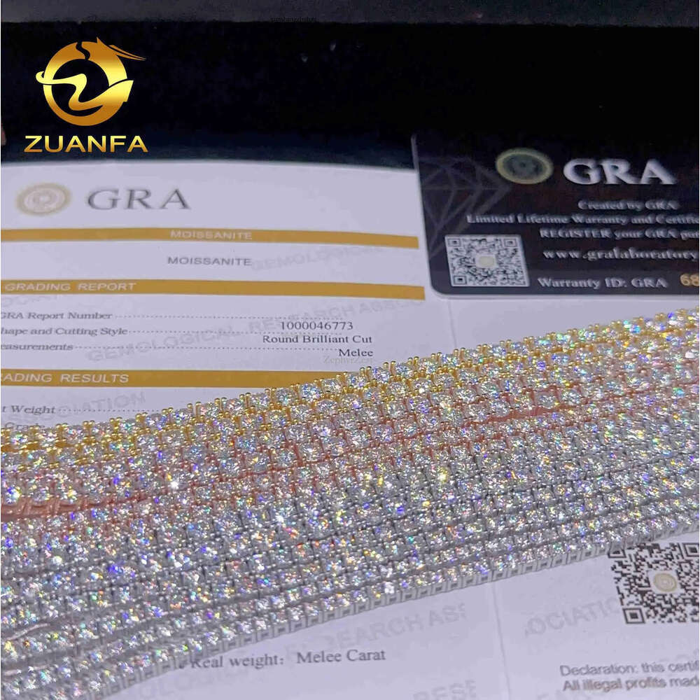 2mm 3mm 4mm 5mm Hip Hop Necklace Sier vvs moissanite tennis chain women mens necklace pass dia tester Chain