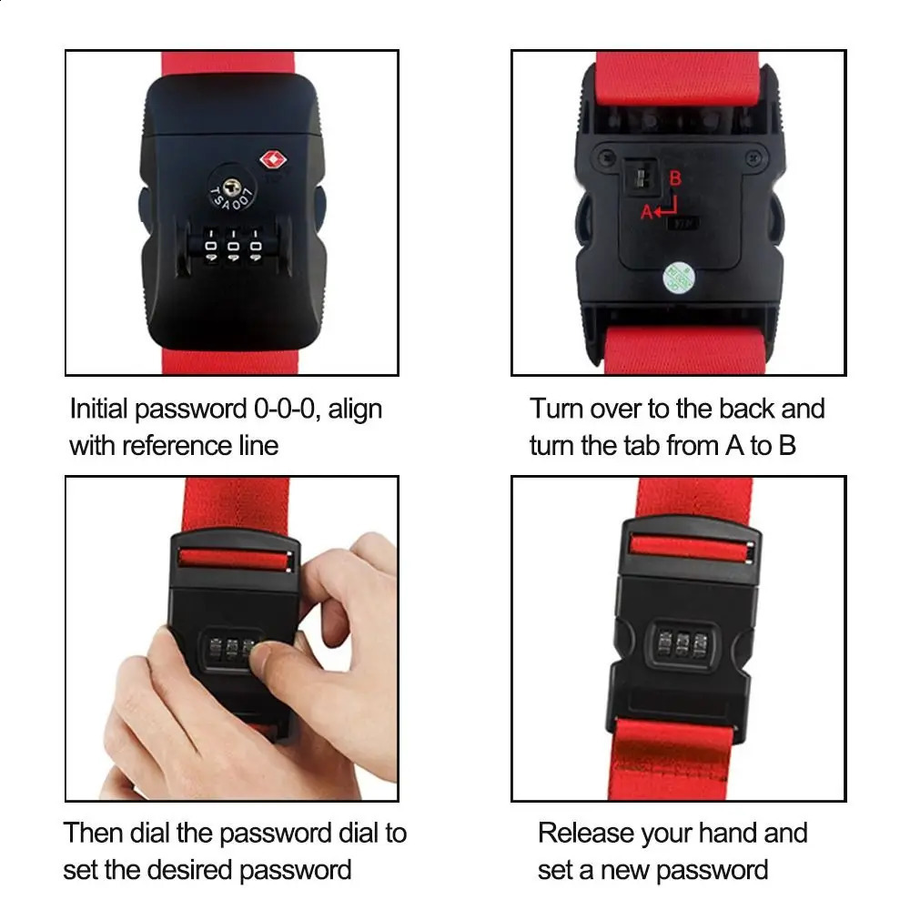 Travel Accessories TSA Password Customs Lock Suitcase Cross Belt Luggage Straps Luggage Belt Straps Belt Packing Strap 250407