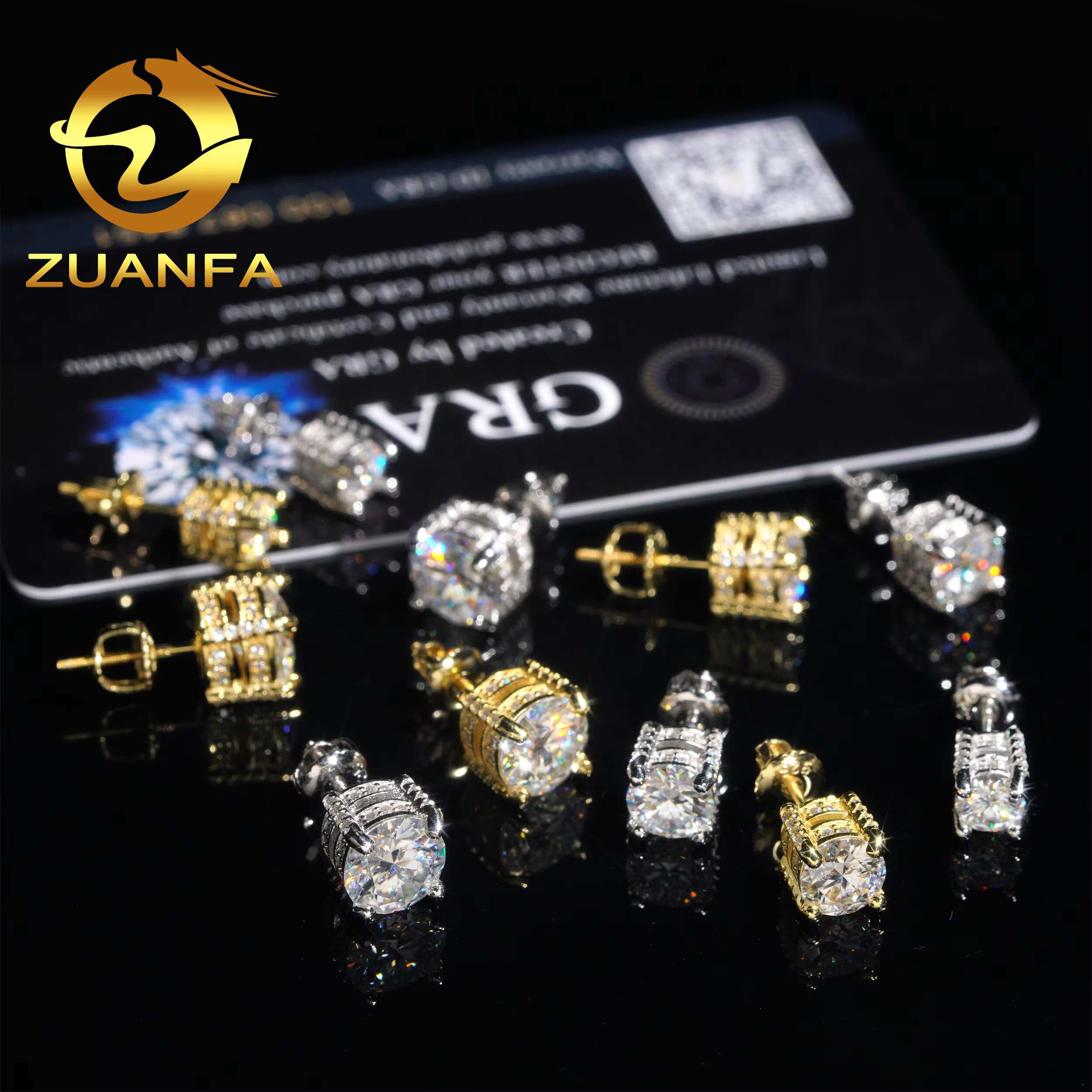 4 Prong Round Shape Earrings Moissanite 925 Silver 5mm 6.5mm 8mm Moissanite Stud Earrings Screw Back Pass Diamond Tester