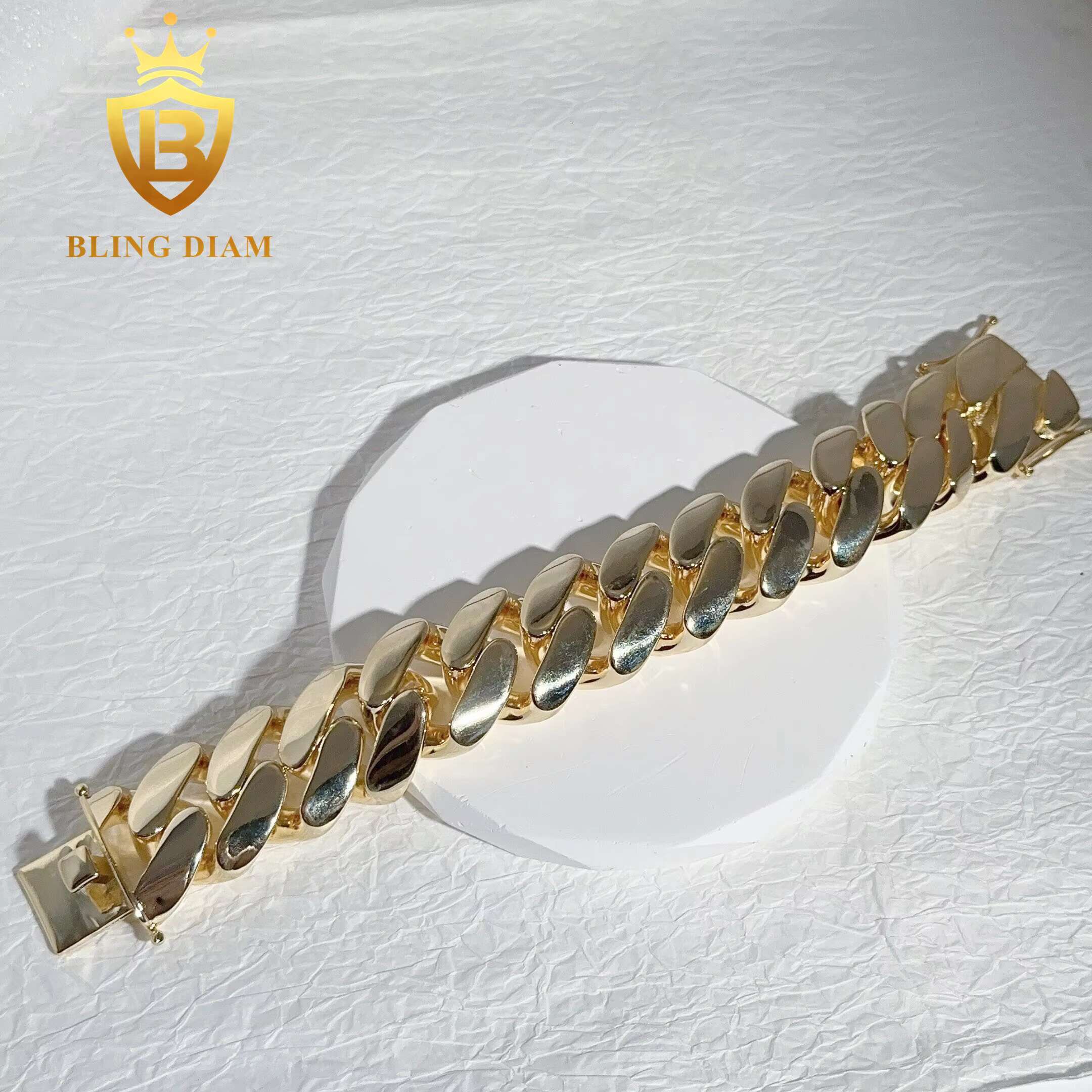 Fashion Jewelry 30mm Copper Cuban Link Chain Hip Hop Chain Pure No Diamond Miami Men Cuban Link Bracelet