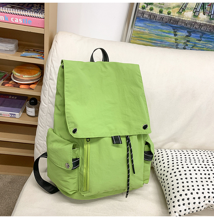 Free shipping solid color school bag female junior high school students light backpack college students leisure backpack