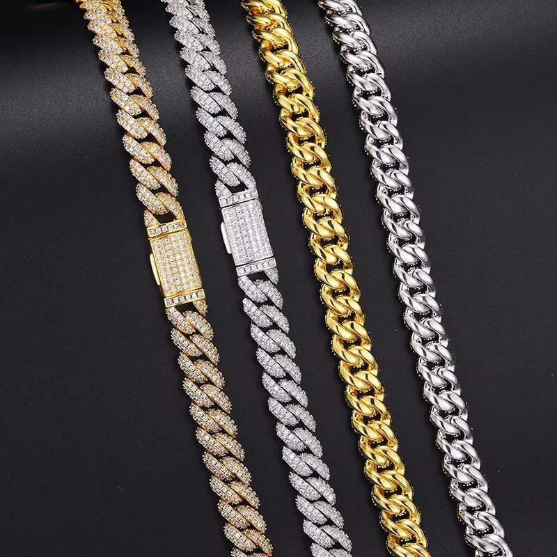 Direct Factory Price Iced Out 10mm Gold Plated 925 Sterling Silver VVS Moissanite Diamond Miami Cuban Lin Chain Necklace
