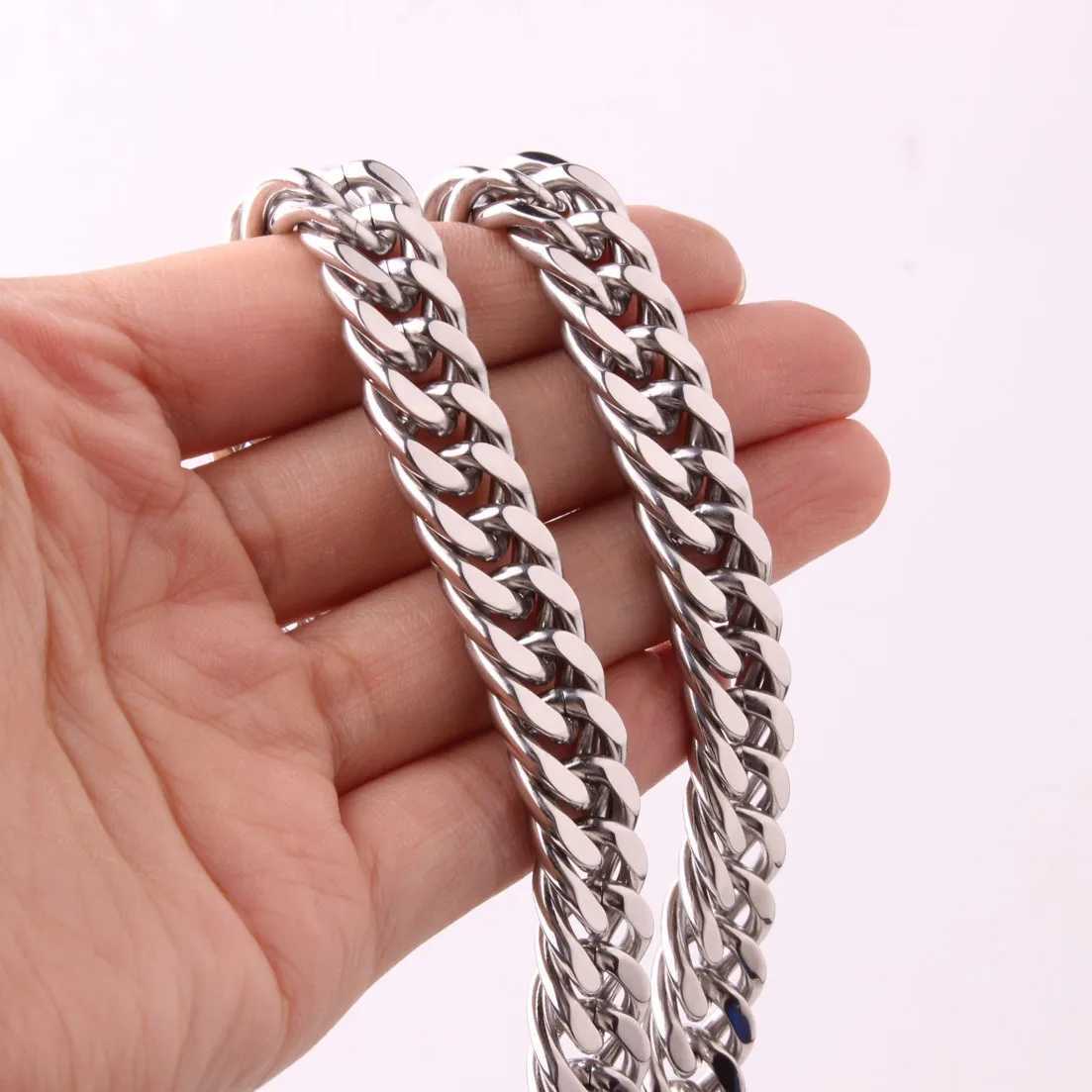 HNSP 10MM Stainless Steel Cuban Chain Necklace Mens Street Hip Hop Jewelry Accessories Y250329