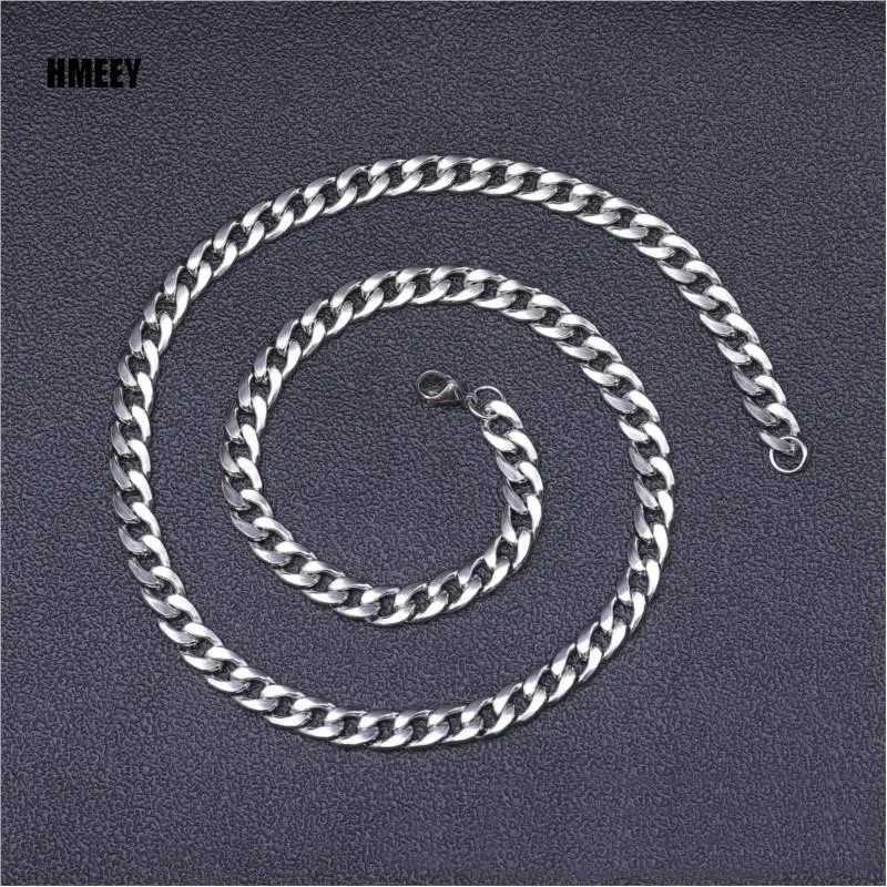 Hmey Stainless Steel Chain Necklace Long Hip Hop Mens Necklace Fashion Jewelry Gift Accessories Silver Necklace Y250329