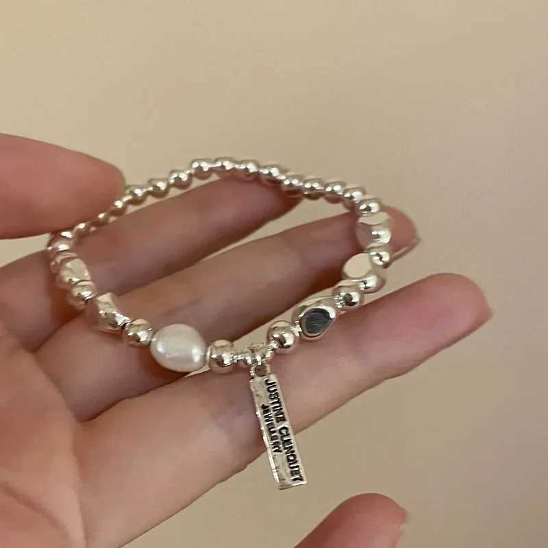 925 Sterling Silver Pearl Bracelets for Women Trend Korean Irregular Luxury Silver Bead Chain Bracelets Party Jewelry Gift Z250329