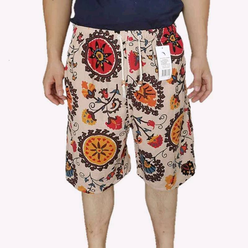 Style Free Delivery Designer Summer Beach Sports Leisure Vacation Big Toe Ethnic Style Mid Length Pants Drifting Speed Drying Cotton And Linen Men
