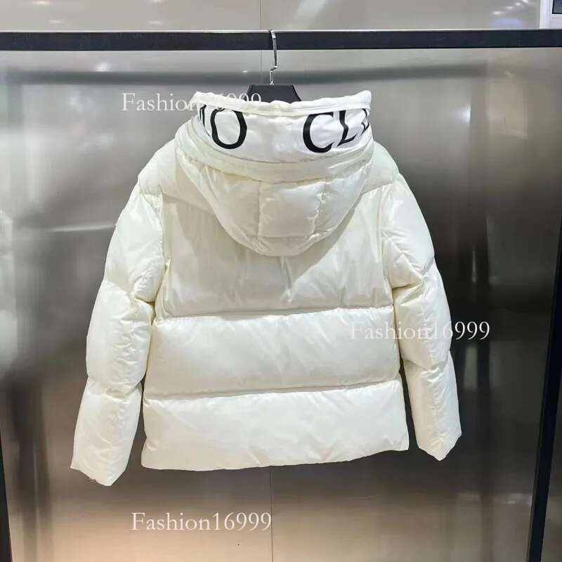 Designer Winter Down Latest Hooded Letter Printed Warm Fashionable Parka Coat Women's Short Jacket Black And White 2A34f