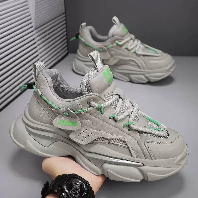 Free shipping 2025 casual men Clunky Sneaker sports thick soled fashion comfortable loafers running shoes