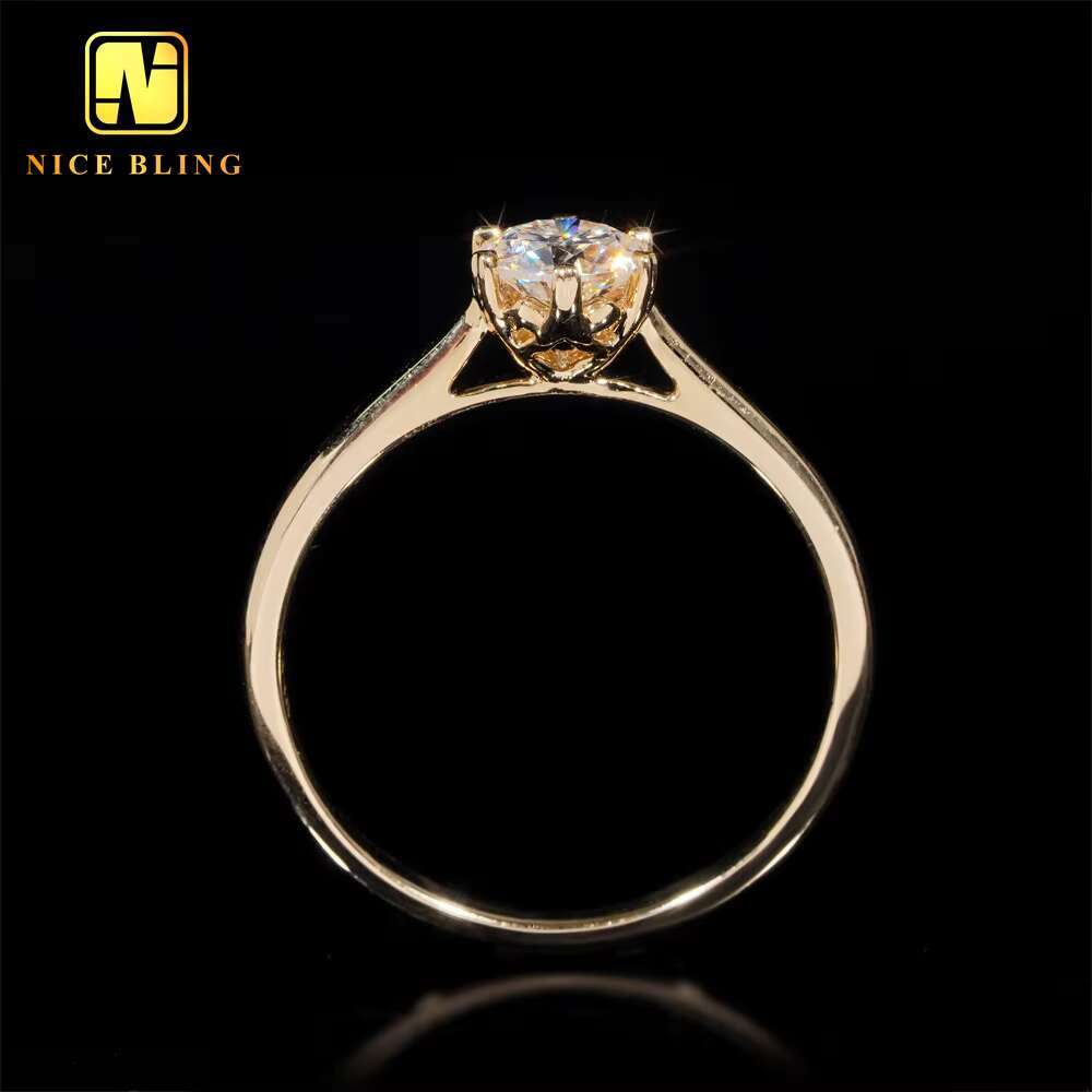 6Prong Pass Diamond Tester 14K Real Gold Diamond Ring Women Round Cut Moissanite Engagement Rings for Women