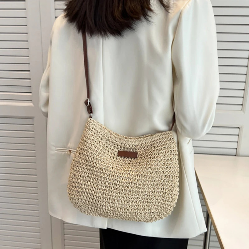 Womens Fashion Summer Straw Cross Bag Womens Beach Holiday Shopping Womens Shoulder Bag Womens Messenger Bag 250326