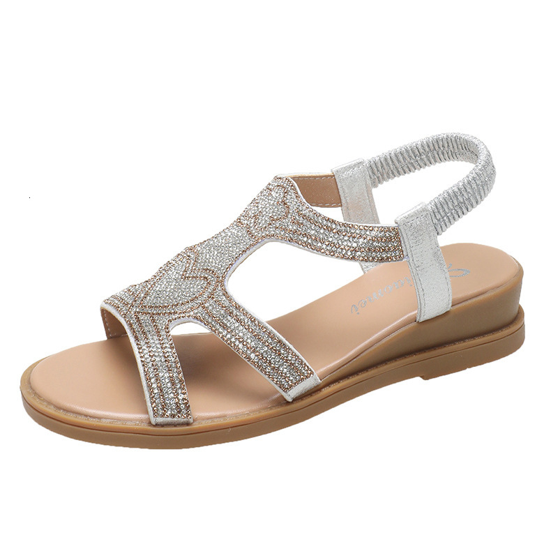2024 Spring/summer Women's Roman Designer Sandals Sexy Open Toed New Fairy Feng Shui Diamond Thick Bottom Comfortable Wedge Heel Women's San