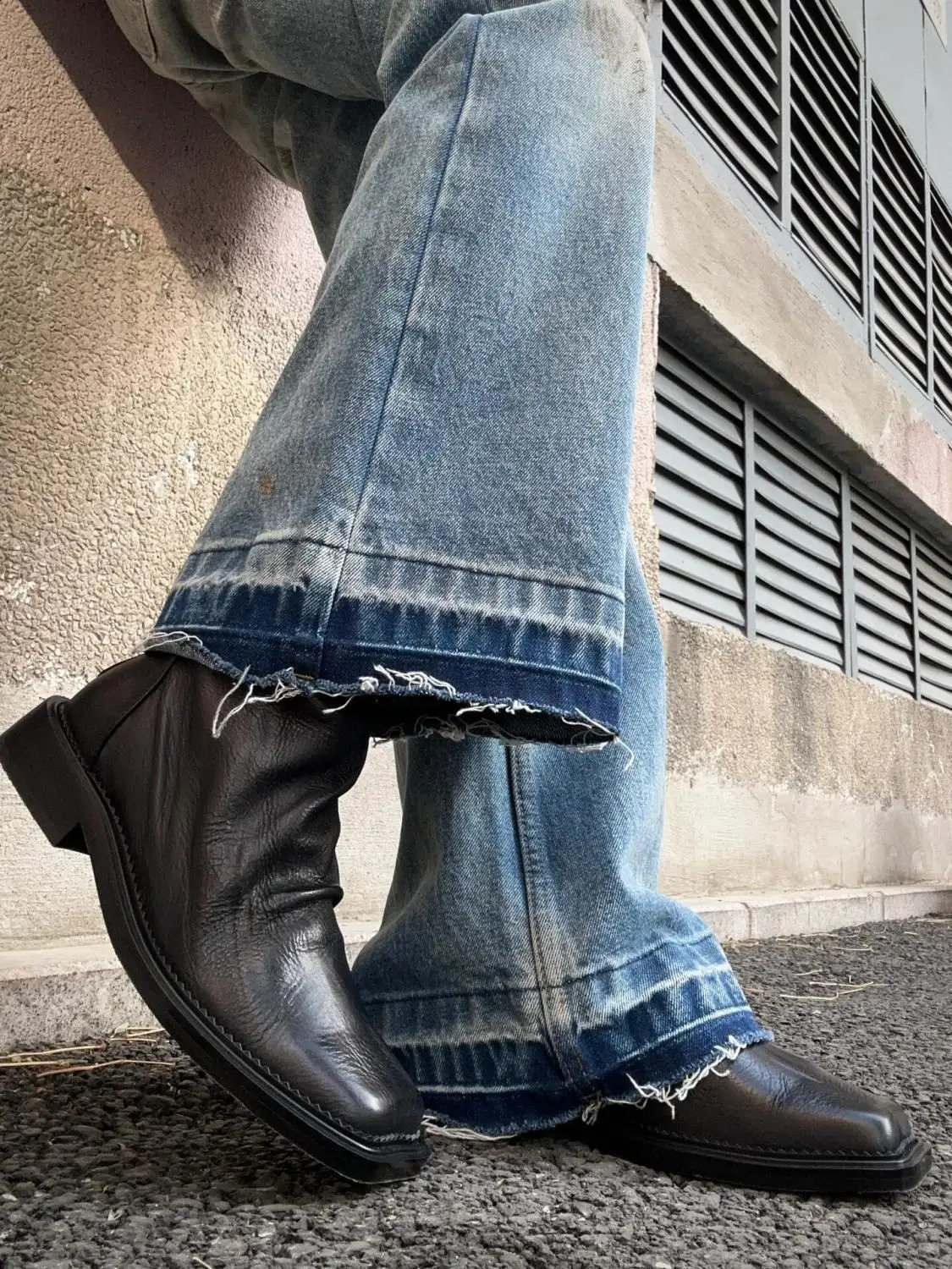 Zipper explosion helps square head trendy mens leather casual British style platform Chelsea boots 250326