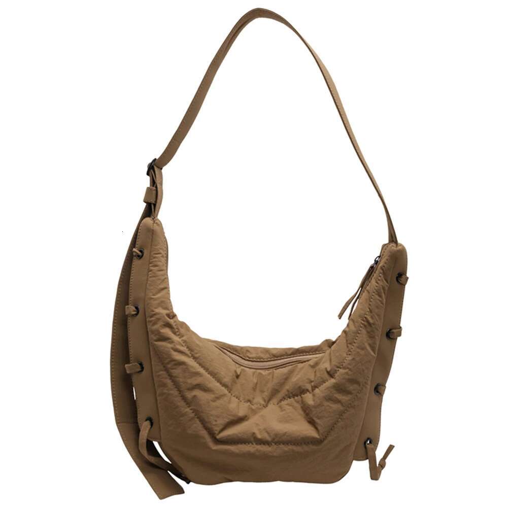 Crescent Nylon Solid Crossbody Women Men Adjustable Strap Hobo Croissant Bag For Travel Shopping