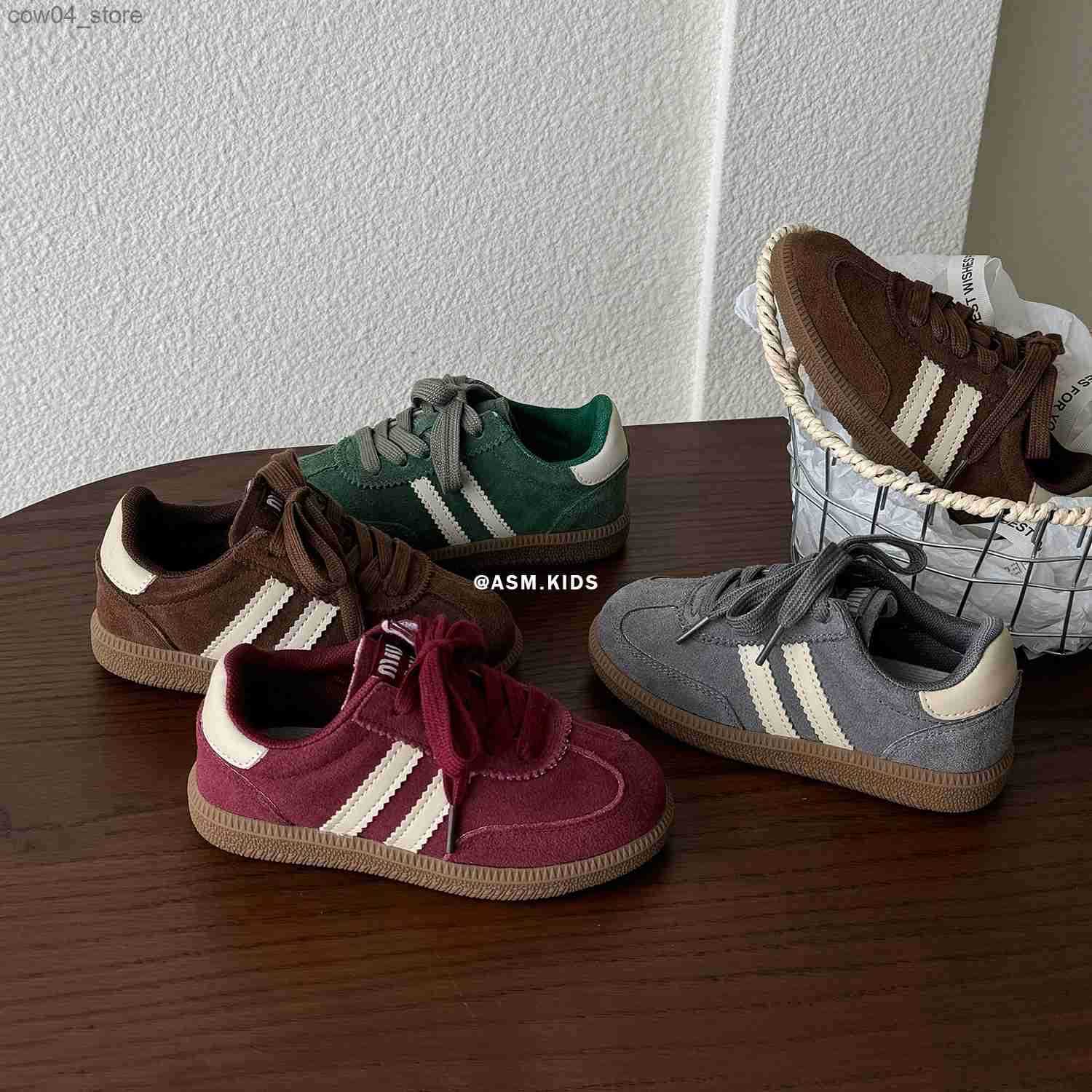 Athletic Outdoor Korean Version Childrens Multi-color Board Girls Frosted Real Leather Training Boys Soft Soled Velcro Casual Shoes Y2503304BBV XJ2603