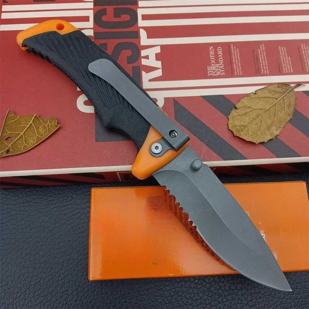 High quality saw blade folding knife 8Cr13MoV steel rubber handle military outdoor hunting knife camping survival EDC tool Y250329