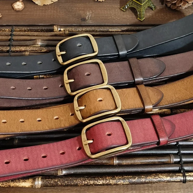 3.8CM denim copper buckle mens belt mens jeans fashionable casual belt mens belt retro mens belt 250327 - view 6