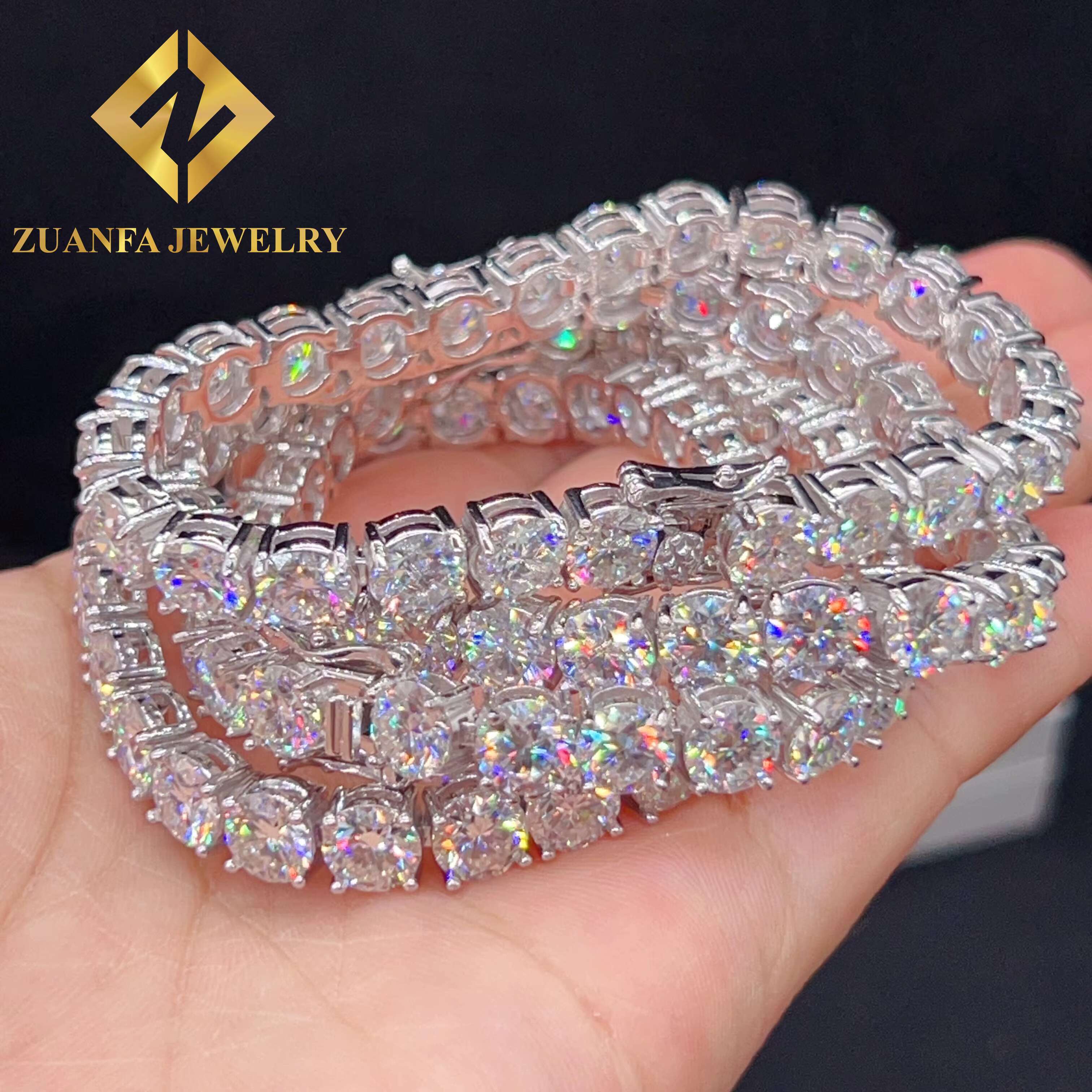 GRA Certificate Luxury Hip Hop Jewelry 925 Sterling Silver Iced Out Moissanite Diamond Bracelet 6.5MM Tennis Chain Men Bracelet