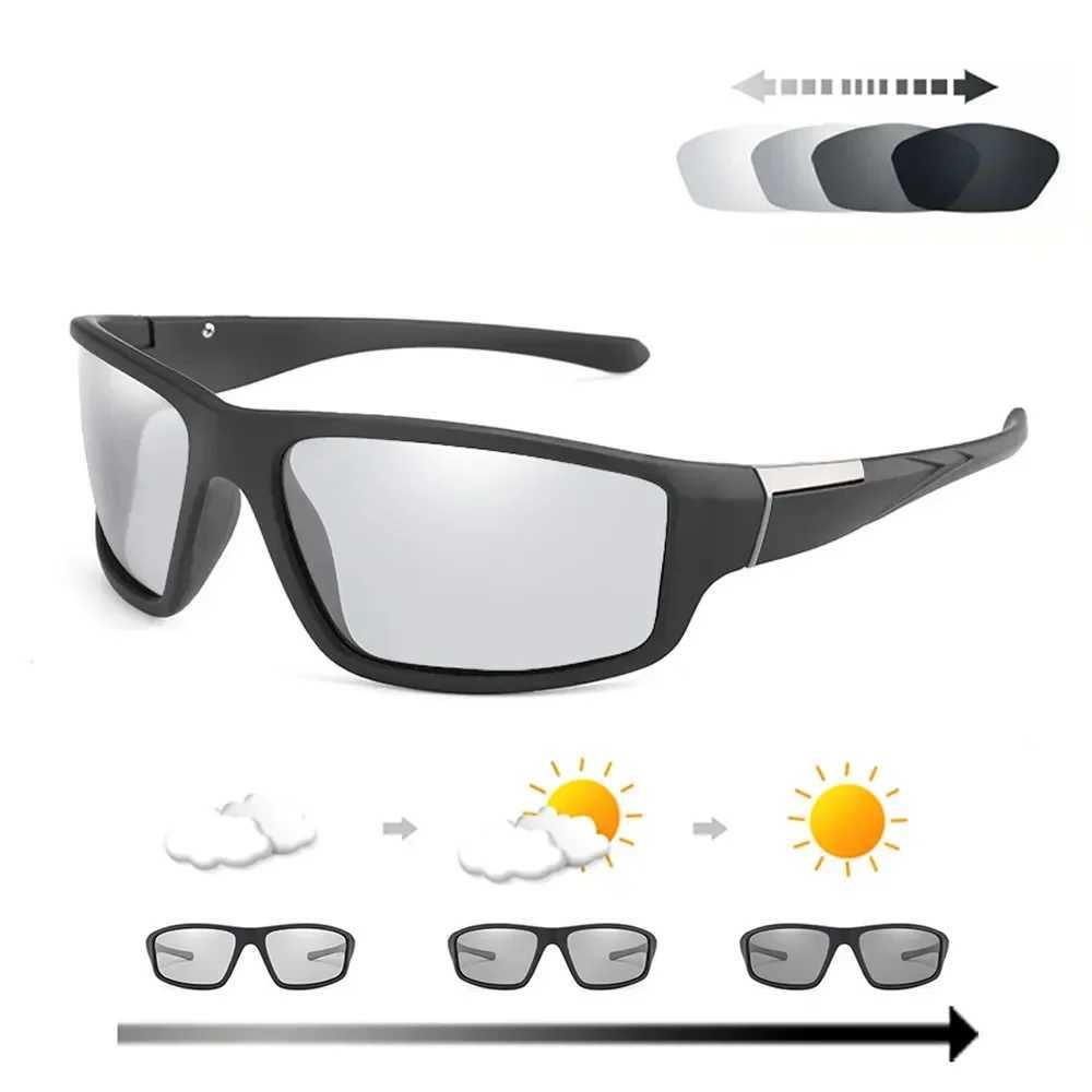XaYbZc Men Photochromic Sunglasses Matte Black Sports Goggles Women Color Changing Polarized Driving 2025 Sun GlassesC250411