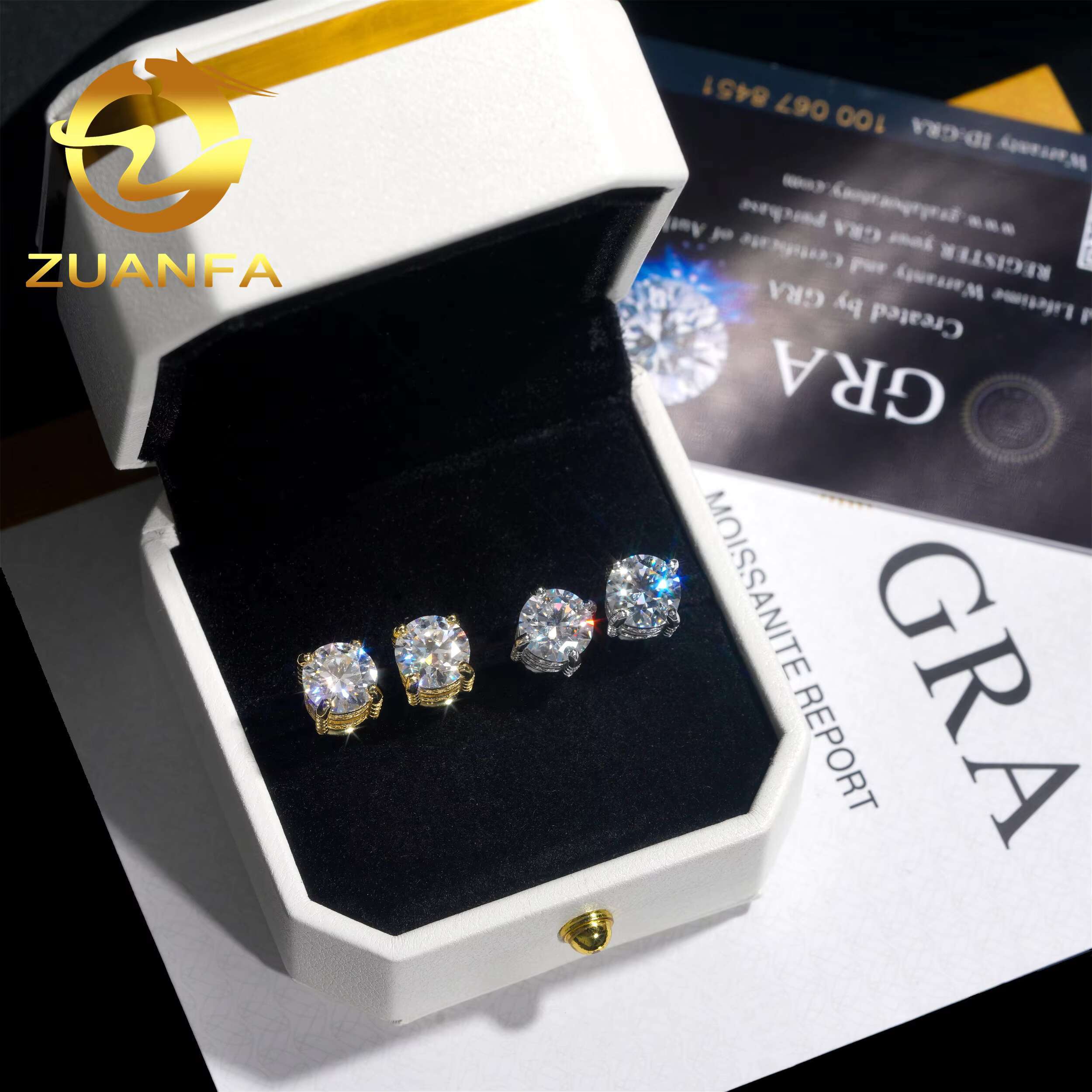 4 Prong Round Shape Earrings Moissanite 925 Silver 5mm 6.5mm 8mm Moissanite Stud Earrings Screw Back Pass Diamond Tester
