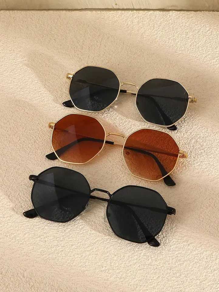 3PCS Metal Fashion Irregular Frame Women Sunglasses For Daily Life Men Shades Vacation Outfits Accessories.C250411