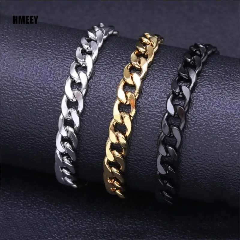 Hmey Stainless Steel Chain Necklace Long Hip Hop Mens Necklace Fashion Jewelry Gift Accessories Silver Necklace Y250329