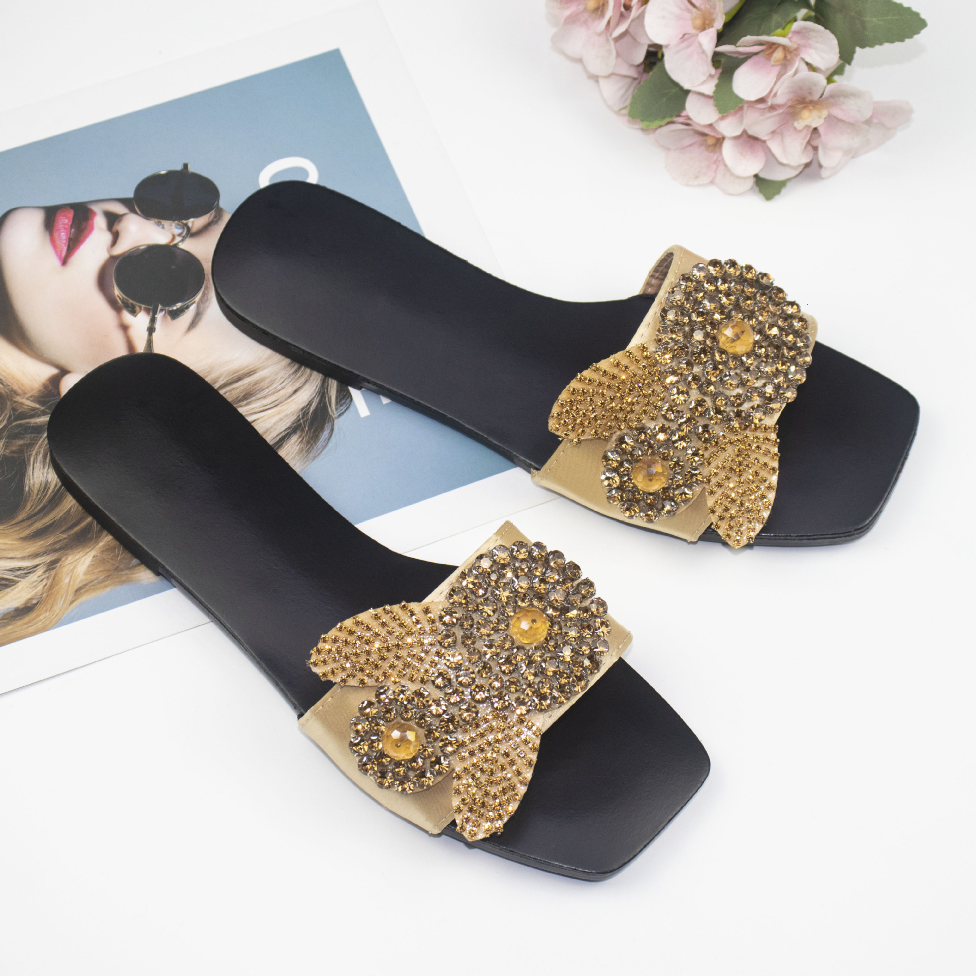 Designer Sandals Za 2025 New Fashionable Personalized Design Water Diamond Sandals Outdoor Casual Slippers Women's Shoes Slippers Beach Sandals