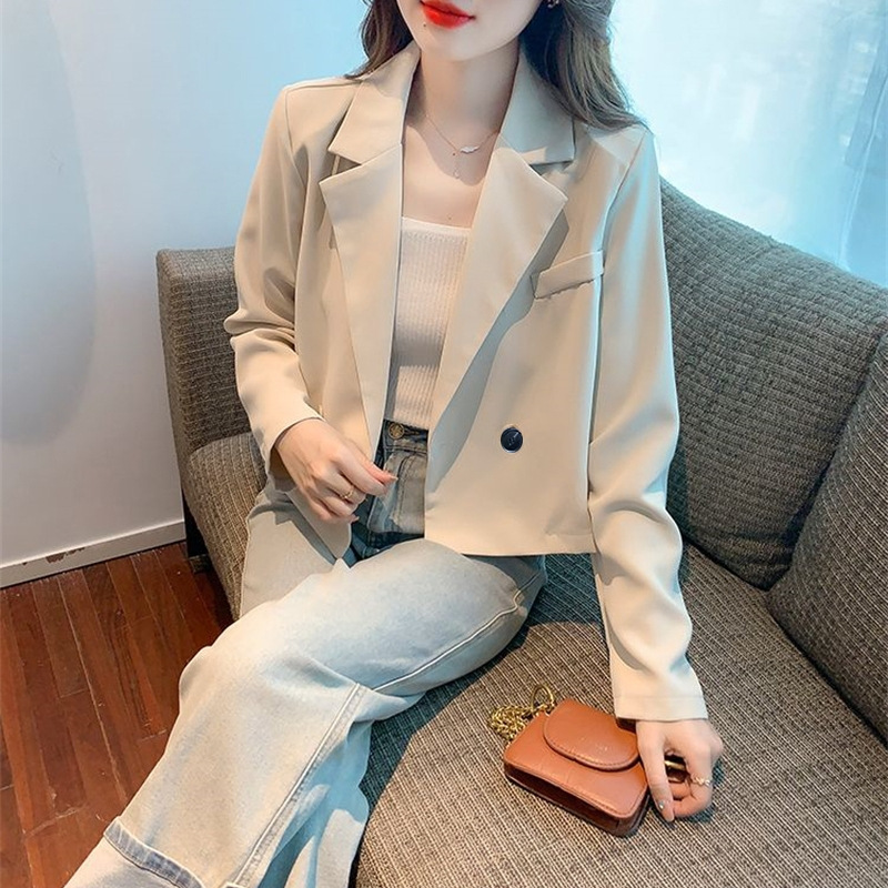 G3292Chic Women's Short Blazer with Collegiate Vibe for Spring and Autumn Wear